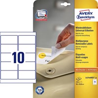 Etiket Avery L4744REV-25 96x50.8mm wit 250stuks 25 Vel