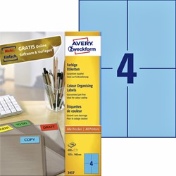 Etiket Avery 3457 105x148mm A6 blauw 400st 100 Vel