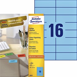 Etiket AZ 3453 105x37mm blauw 1600stuks 100 Vel