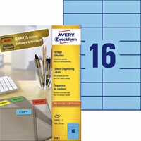 Etiket Avery 3453 105x37mm blauw 1600st 100 Vel