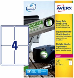 Etiket Avery L4774-20 99.1x139mm wit 80st 20 Vel
