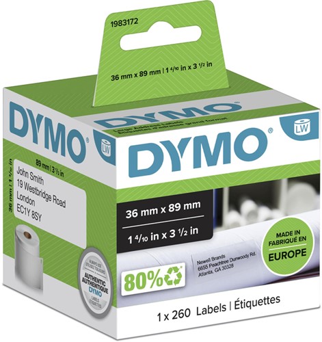 Etiket Dymo LabelWriter adressering 36x89 wit 1 Rol