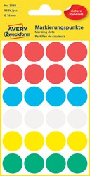 Etiket Avery 3089 rond 18mm assorti 96st 4 Vel