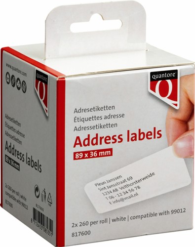 Label Etiket Quantore 99012 36x89mm adres wt 2 Rol