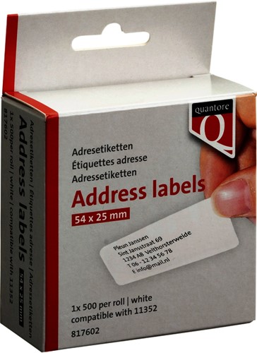 Label Etiket Quantore 11352 54mmx25mm retour wt 1 Rol-1