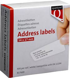 Labeletiket Quantore DK-11204 17mmx54mm wt 400st 400 Stuk