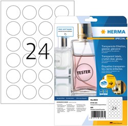 Etiket HERMA 8023 40mm rond transparant 600st 25 Vel