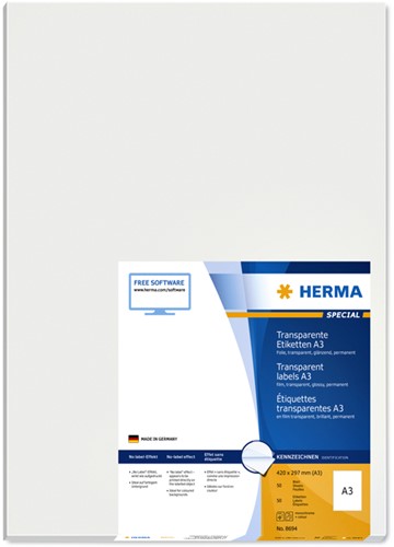 Etiket HERMA 8694 A3 297x420mm 50st transparant 50 Vel-2