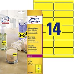 Etiket Avery L7263Y-100 99.1x38.1mm geel 1400st 100 Vel