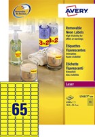 Etiket Avery L7651Y-100 38.1x21.2mm geel 6500stuks 100 Vel