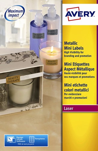Etiket Avery L7680-25 38.1x21.2mm goud 1625stuks 25 Vel