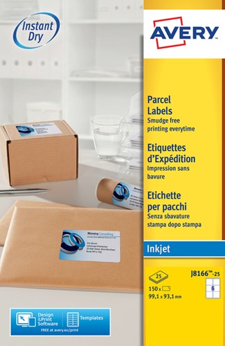 Etiket Avery J8166-25 99.1x93.1mm wit 150st 25 Vel