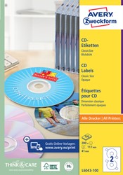 Etiket Avery L6043-100 CD wit 200stuks 100 Vel