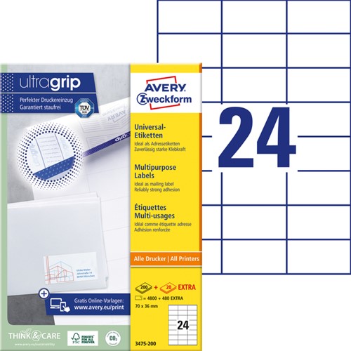Etiket AZ 3475 70x36mm wit 4800stuks 200 Vel-2