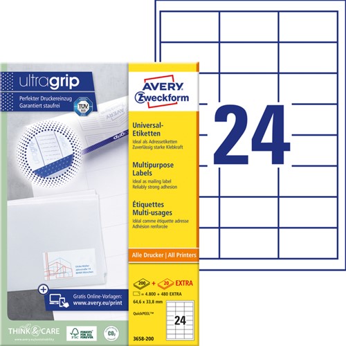 Etiket AZ 3658 64.6x33.8mm wit 4800stuks 200 Vel-2
