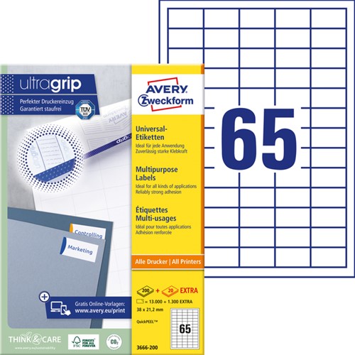 Etiket Avery 3666 38x21.2mm wit 13000st 200 Vel-2