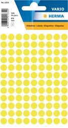 Etiket HERMA 1834 rond 8mm fluor geel 540stuks 5 Vel
