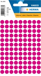 Etiket HERMA 1836 rond 8mm roze 540stuks 5 Vel