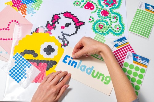 Etiket HERMA 1836 rond 8mm roze 540st 5 Vel-1