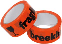 Waarschuwingstape IEZZY breekbaar 50mmx66m or/zw 1 Rol