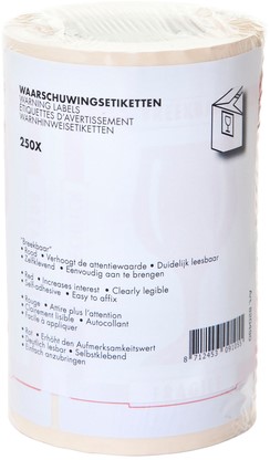 Waarschuwingsetiket IEZZY breekbaar 80mmx100m rood 250 Stuk-2