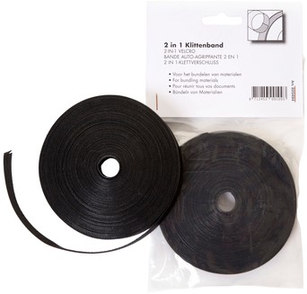 Klittenband Office kabelbinder 2-in 1 13mmx10m zw 1 Stuk
