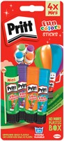 Lijmstift Pritt Stick 10gr FUN Colors blister 4st 4 Stuk