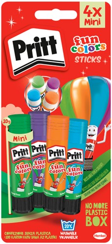 Lijmstift Pritt Stick 10gr FUN Colors blister 4st 4 Stuk