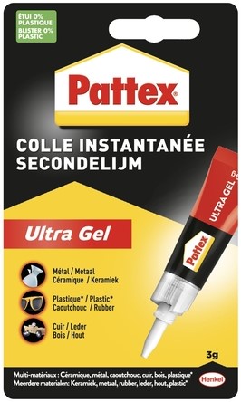 Secondelijm Pattex Ultra GEL tube 3gr blister 1 Stuk