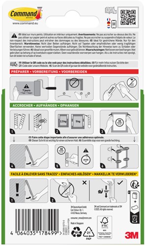 Bevestigingsstrip Command klik vast smal 5.4kg wt 1 Stuk-3