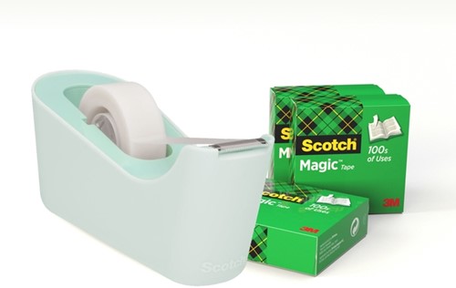 Plakbandhouder Scotch C18 mint + 4rol tape 1 Stuk