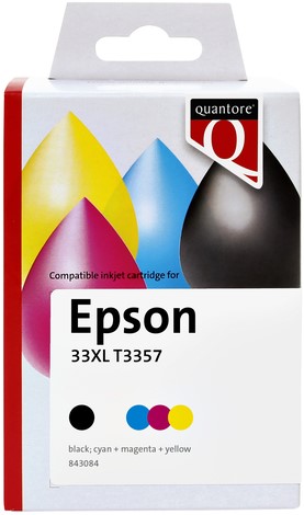 Inktcartridge Quantore Epson 33XL T3357 zw+kleuren 4 Stuk