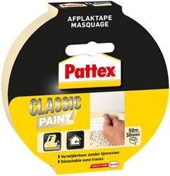 Afplaktape Pattex Classic 30mmx50m creme 1 Rol