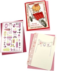 Wenskaart Paperclip navulset geb meisje 6 kaarten 6 Stuk