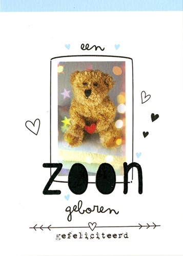 Wenskaart Paperclip navulset geb zoon 6 kaarten 6 Stuk