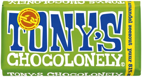 Chocolade Tony Chocolonely puur amandel zeezout 180 Gram