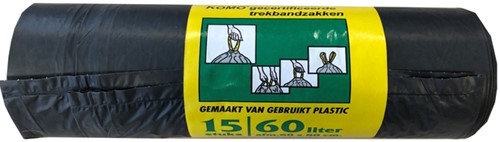 Vuilniszak Komo 60l rol à 20st zwart 20 Stuk-2