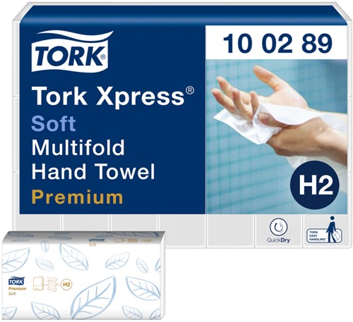 Handdoek Tork H2 Premium 2laags 212x255mm wit 21 Stuk