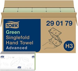Handdoek Tork H3 Advanced 2laags 248x230mm groen 15 pak
