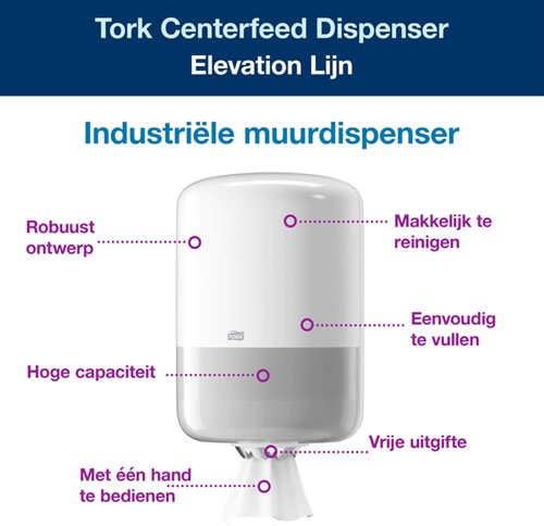 Poetspapierdispenser Tork M2 Elevation wit 1 Stuk-2