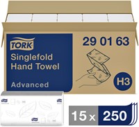 Handdoek Tork H3 Advanced 2laags 248x230mm wit 15 pak