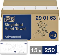 Handdoek Tork H3 Advanced 2laags 248x230mm wit 15 pak