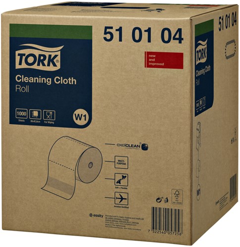 Reinigingsdoek Tork W1 Premium 1laags 380m wit 1000 Vel-3