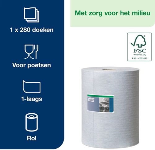 Reinigingsdoek Tork W1 W2 W3 Premium blauw 280 Vel-2