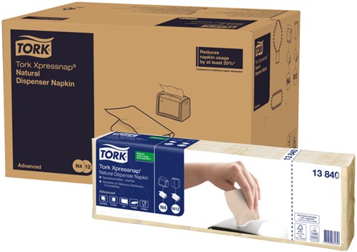Servet Tork N4 Advanced vierdevouw 1laags naturel 1125 Stuk