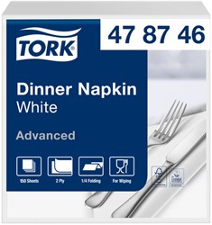 Dinerservet Tork Advanced vierdevouw 150 vel wit 150 Stuk