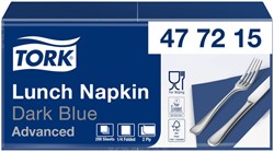 Lunchservet Tork Advanced vierdevouw donkerblauw 200 Stuk
