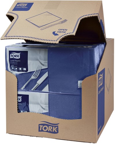 Lunchservet Tork Advanced vierdevouw donkerblauw 200 Stuk-2