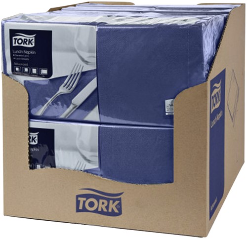 Lunchservet Tork Advanced vierdevouw donkerblauw 200 Vel-3