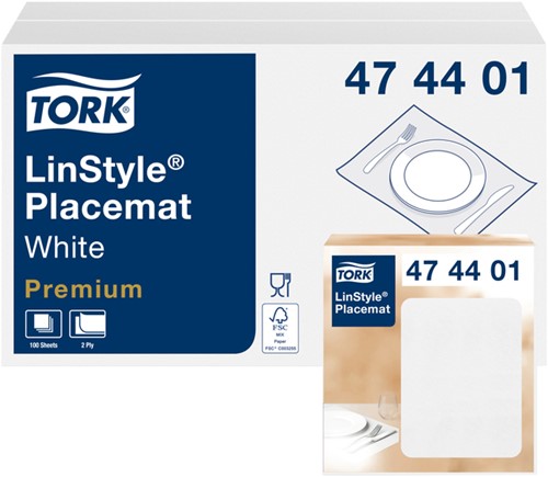 Placemat Tork Linstyle Premium 2laags wit 100 Stuk